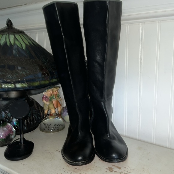 EUC Coach riding Black Leather Knee-High Boots size 10 - Picture 1 of 9